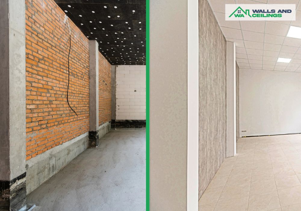before and after of face brick wall cover up in Joondalup home